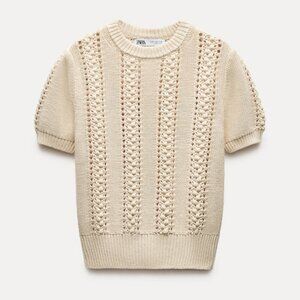 ZARA Short-Sleeved Knit Sweater - Size S